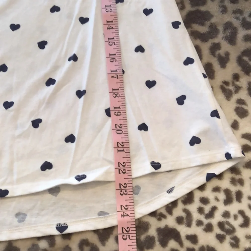 NWOT Old Navy White Blue Heart Relaxed Fit T-shirt Size XXL 16